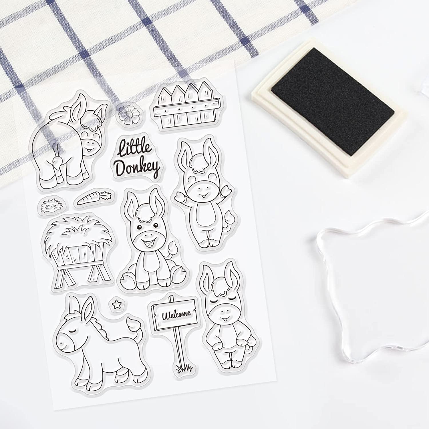 Donkey Cute Animal Clear Stamps Flowers Fence Stars Carrots Transparent  Silicone Stamp Seal for Card Making Photo Journal Decoration DIY  Scrapbooking